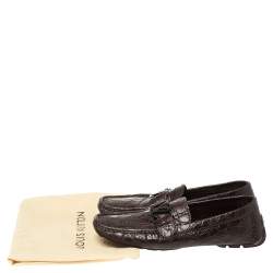 Pre Owned Louis Vuitton Red Crocodile Monte Carlo Loafers Size 42.5
