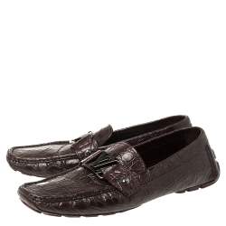 Pre Owned Louis Vuitton Red Crocodile Monte Carlo Loafers Size 42.5