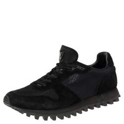 Pre Owned حذاء رياضي لوي فيتون سويدي وشبكة سوداء مقاس 43.5