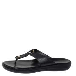 Pre Owned Louis Vuitton Black Leather Thong Sandals Size 41