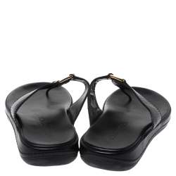 Pre Owned Louis Vuitton Black Leather Thong Sandals Size 41