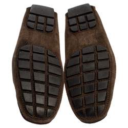Pre Owned Louis Vuitton Brown Suede Monte Carlo Loafers Size 44