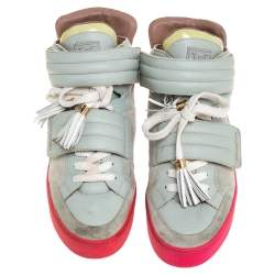 مملوكة مسبقًا حذاء رياضي لوي فيتون x كاني ويست جاسبر مرتفع من أعلى سويدي و جلد متعدد الألوان مقاس 40.5