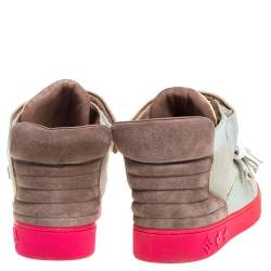 مملوكة مسبقًا حذاء رياضي لوي فيتون x كاني ويست جاسبر مرتفع من أعلى سويدي و جلد متعدد الألوان مقاس 40.5