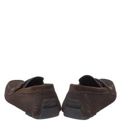 Pre Owned  حذاء لوفرز لوي فيتون "مونت كارلو" مربعات دامييه إيبني سويدي بني مقاس 42