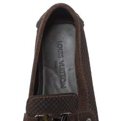 Pre Owned  حذاء لوفرز لوي فيتون "مونت كارلو" مربعات دامييه إيبني سويدي بني مقاس 42