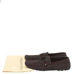 Pre Owned  حذاء لوفرز لوي فيتون "مونت كارلو" مربعات دامييه إيبني سويدي بني مقاس 42