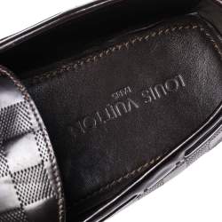 Pre Owned  حذاء لوفرز لوي فيتون دلاية شراشيب فيونكة جلد بارز دامييه بني مقاس 44.5