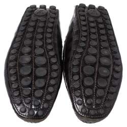 Pre Owned  حذاء لوفرز لوي فيتون دلاية شراشيب فيونكة جلد بارز دامييه بني مقاس 44.5