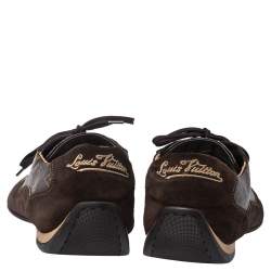Pre Owned Louis Vuitton Brown Suede And Monogram Canvas Energie Sneakers Size 46