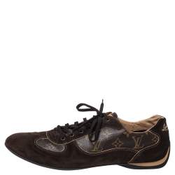 Pre Owned Louis Vuitton Brown Suede And Monogram Canvas Energie Sneakers Size 46