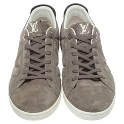 Louis Vuitton Grey/Brown Suede And Leather Low Top Sneakers Size 41.5