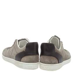 Louis Vuitton Grey/Brown Suede And Leather Low Top Sneakers Size 41.5