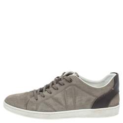 Louis Vuitton Grey/Brown Suede And Leather Low Top Sneakers Size 41.5