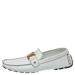 Pre Owned Louis Vuitton White Leather Monte Carlo Loafers Size 44