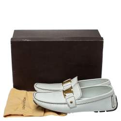 Pre Owned Louis Vuitton White Leather Monte Carlo Loafers Size 44