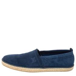 Pre Owned حذاء فلات إسبادريل لوي فيتون سويدي مخرم أزرق مقاس 43.5