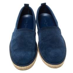 Pre Owned حذاء فلات إسبادريل لوي فيتون سويدي مخرم أزرق مقاس 43.5