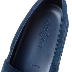 Pre Owned حذاء فلات إسبادريل لوي فيتون سويدي مخرم أزرق مقاس 43.5