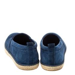 Pre Owned حذاء فلات إسبادريل لوي فيتون سويدي مخرم أزرق مقاس 43.5