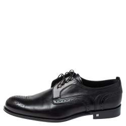 مملوكة مسبقًا Louis Vuitton Black Brogue Leather Trading Lace Up Derby Size 42.5