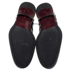 مملوكة مسبقًا Louis Vuitton Black Brogue Leather Trading Lace Up Derby Size 42.5