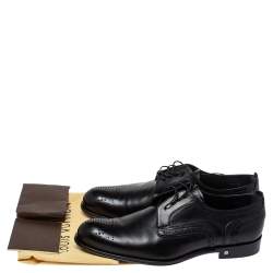 مملوكة مسبقًا Louis Vuitton Black Brogue Leather Trading Lace Up Derby Size 42.5