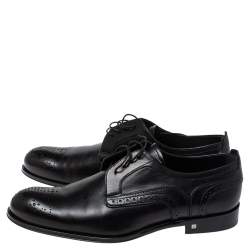 مملوكة مسبقًا Louis Vuitton Black Brogue Leather Trading Lace Up Derby Size 42.5