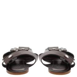 مملوكة مسبقًا Louis Vuitton Brown Leather Serengeti Flat Sandals Size 42