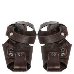 مملوكة مسبقًا Louis Vuitton Brown Leather Serengeti Flat Sandals Size 42
