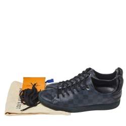 مملوكة مسبقًا Louis Vuitton Damier Graphite Canvas And Black Leather Frontrow Low Top Sneakers Size 41