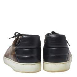 Louis Vuitton Brown Monogram Canvas and Black Leather Frontrow Low Top Sneakers Size 42.5