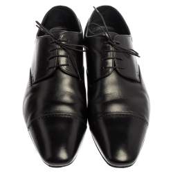 Louis Vuitton Black Leather Cap Toe Lace Up Derby Size 42.5