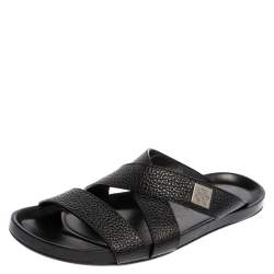 Pre Owned صندل سلايد فلات لوي فيتون بيونير سيور متعاكسة جلد أسود مقاس 43