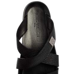 Pre Owned صندل سلايد فلات لوي فيتون بيونير سيور متعاكسة جلد أسود مقاس 43