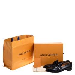 Pre Owned Louis Vuitton Black Leather Saint Germain Loafers Size 43.5