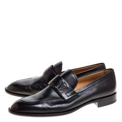 Pre Owned Louis Vuitton Black Leather Saint Germain Loafers Size 43.5