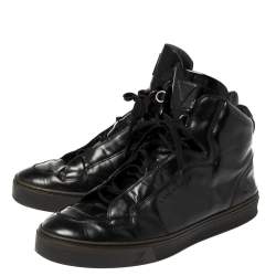 Pre Owned حذاء رياضي لوي فيتون مرتفع من أعلى جلد أسود مقاس 43.5