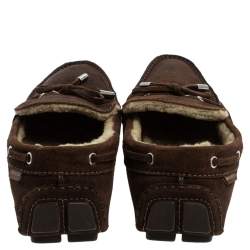 Louis Vuitton Brown Suede Leather Arizona Slip On Loafers Size 42