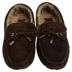 Louis Vuitton Brown Suede Leather Arizona Slip On Loafers Size 42