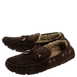 Louis Vuitton Brown Suede Leather Arizona Slip On Loafers Size 42