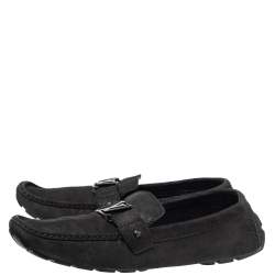 Pre Owned حذاء لوفرز لوي فيتون مونت كارلو سليب أون جلد و سويدي أسود مقاس 46