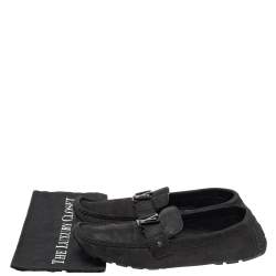 Pre Owned حذاء لوفرز لوي فيتون مونت كارلو سليب أون جلد و سويدي أسود مقاس 46