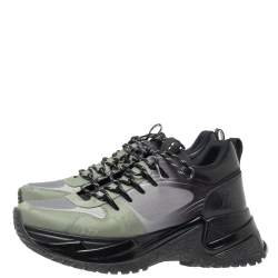 Pre Owned حذاء رياضى لوى فيتون منخفض من أعلى ران أوى بالس شبك وجلد رمادى / أسود مقاس 39