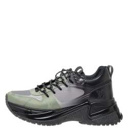 Louis Vuitton Black/Green Leather and Mesh Run Away Pulse Sneakers
