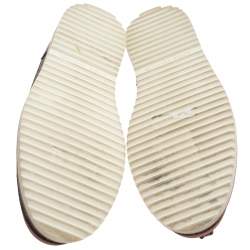 Pre Owned Louis Vuitton Brown Monogram Leather Summerland Boat Moccasins Size 40.5