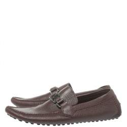 Pre Owned حذاء لوفرز لوى فيتون هوكينهايم جلد عنابى مقاس 41.5 