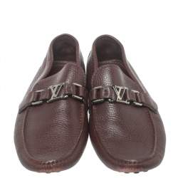 Pre Owned حذاء لوفرز لوى فيتون هوكينهايم جلد عنابى مقاس 41.5 