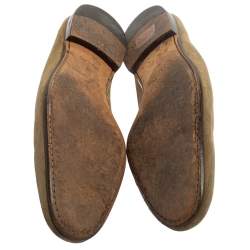 مملوكة مسبقًا حذاء لوفرز لوى فيتون سموكينغ شعار أل فى سويدى أخضر زيتونى مقاس 45 