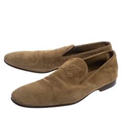 مملوكة مسبقًا حذاء لوفرز لوى فيتون سموكينغ شعار أل فى سويدى أخضر زيتونى مقاس 45 